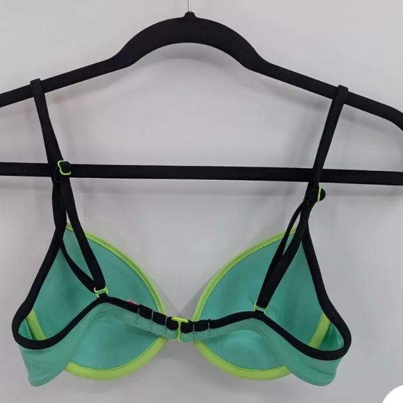 Victoria's Secret Swim Top Women's 34B Gray Mint Green Colorblock Lightly Padded - Picture 2 of 5